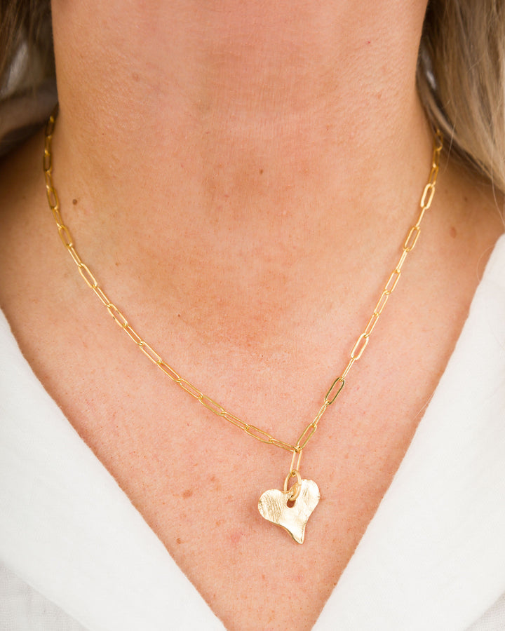 Susan Shaw Heart Paperclip Necklace - Gold