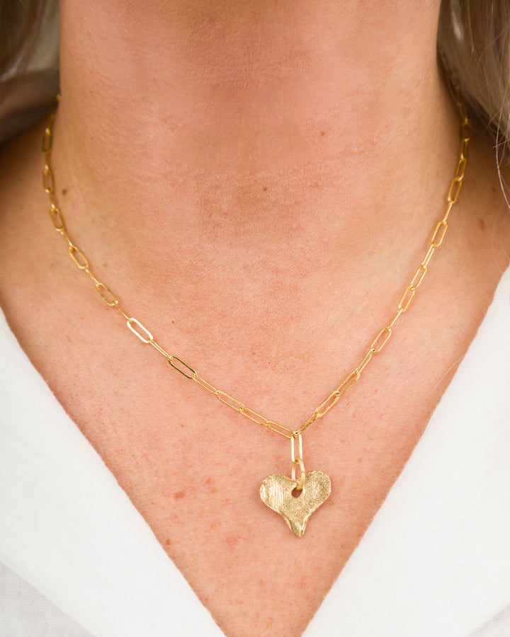 Susan Shaw Heart Paperclip Necklace - Gold