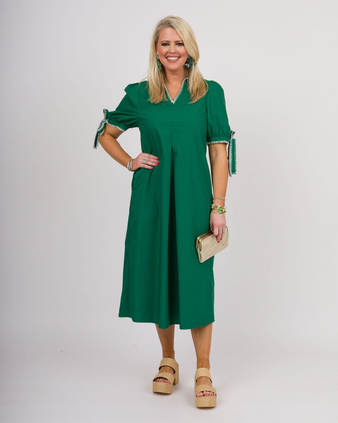 Country Club Green Midi Dress