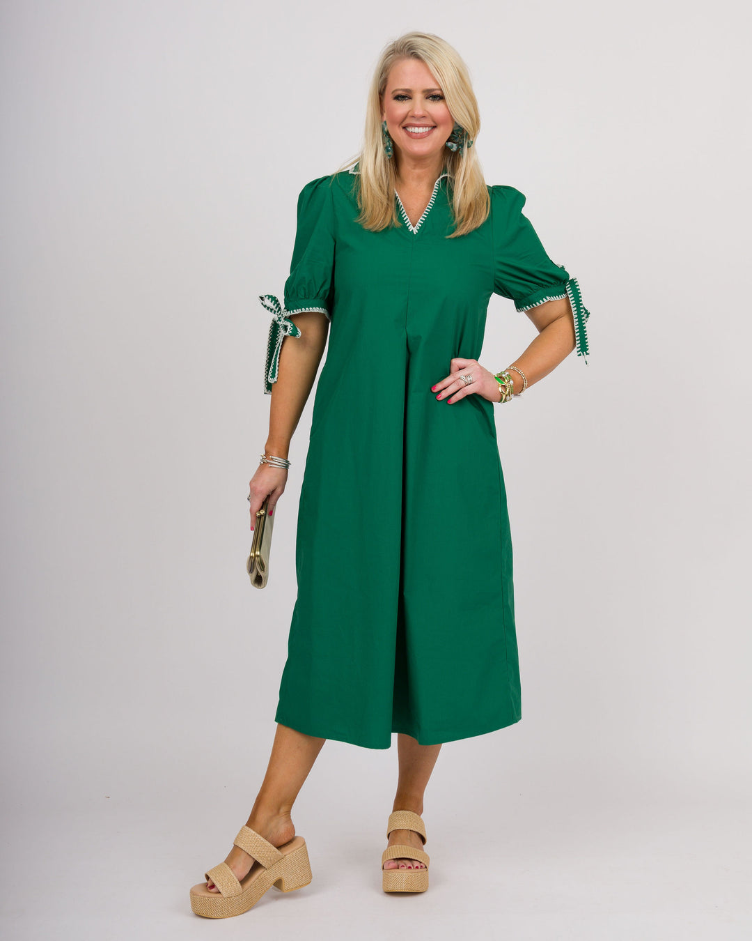 Country Club Green Midi Dress