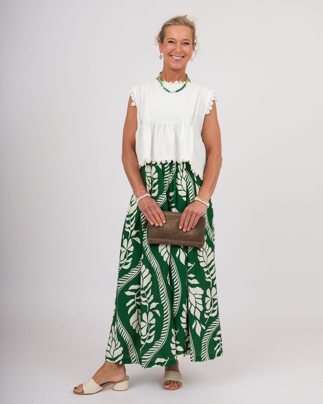 Soft Washed Lace Decorated Sleeveless Top - Off-White