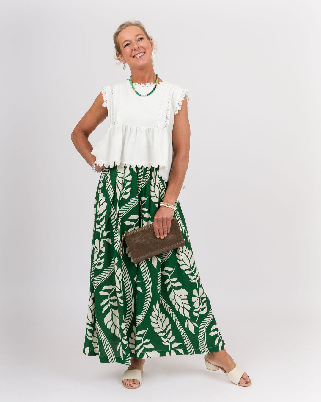 Soft Washed Lace Decorated Sleeveless Top - Off-White