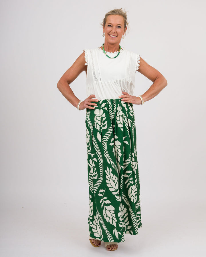 Lottie Tropical Leaf Pants - Green