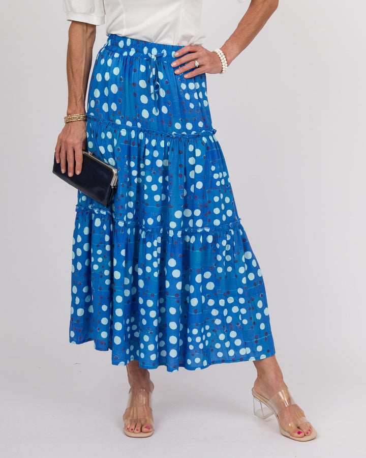 Verbena Dot Print Tiered Skirt