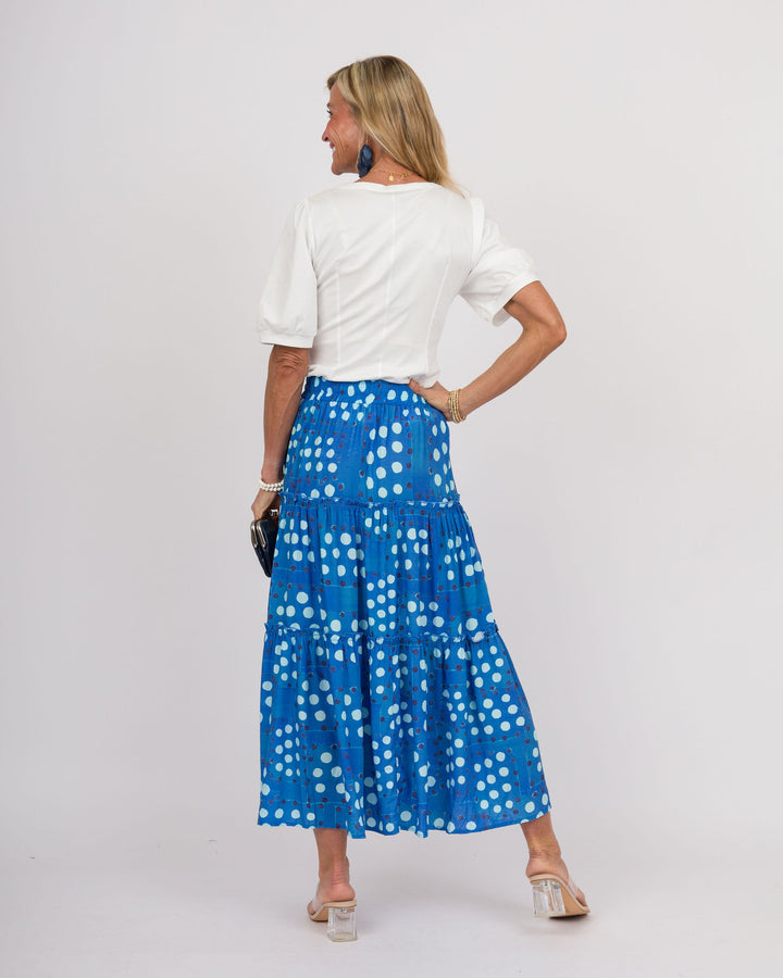 Verbena Dot Print Tiered Skirt