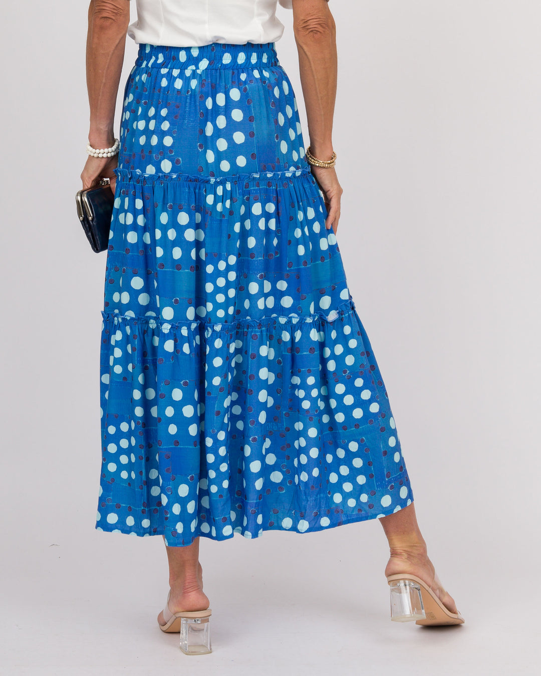 Verbena Dot Print Tiered Skirt