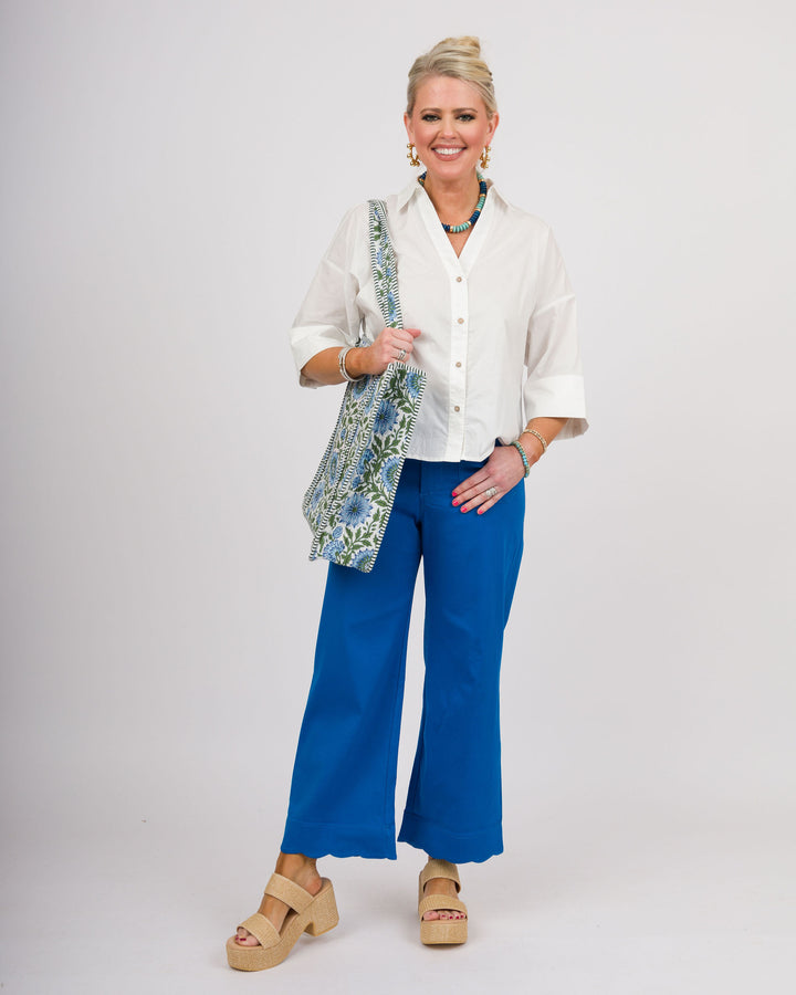 Back Pleat Button Down Blouse - Off-White