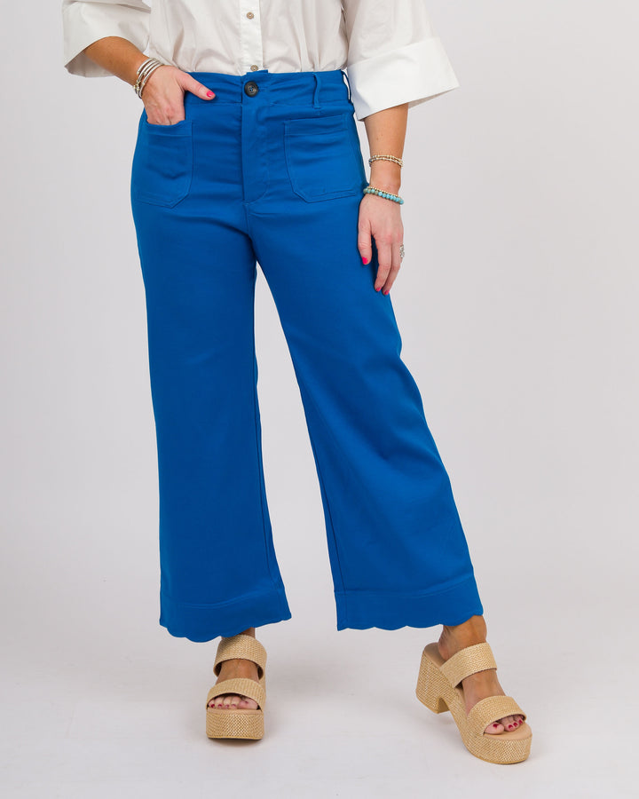 Scallop Hem Pants - Ocean