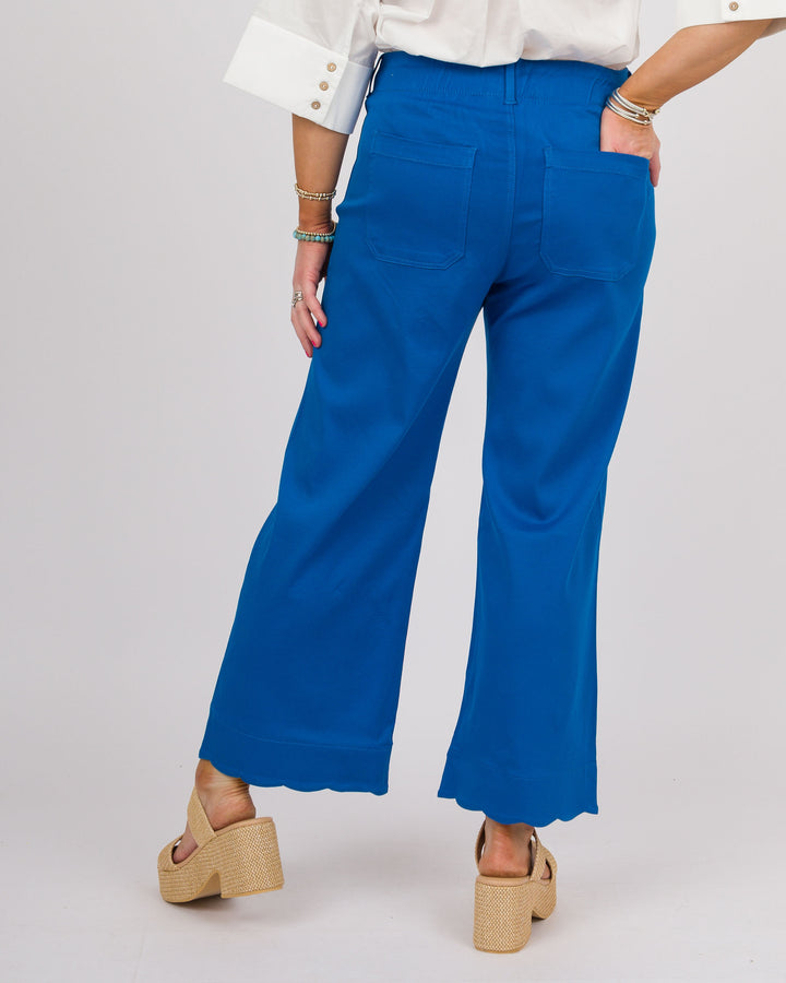 Scallop Hem Pants - Ocean