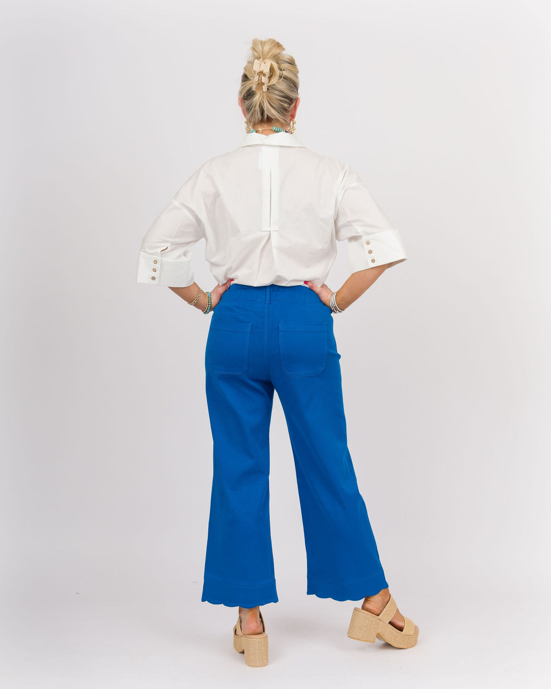Scallop Hem Pants - Ocean