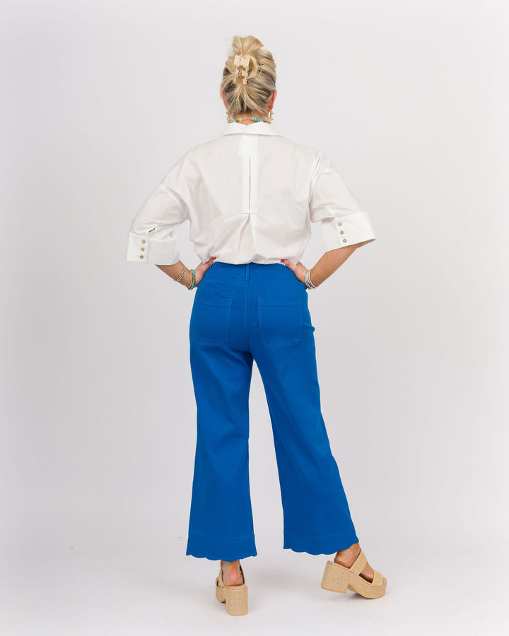 Scallop Hem Pants - Ocean