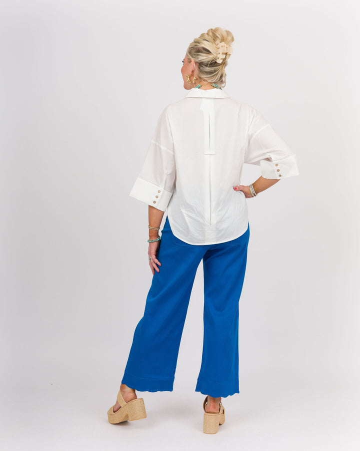 Back Pleat Button Down Blouse - Off-White