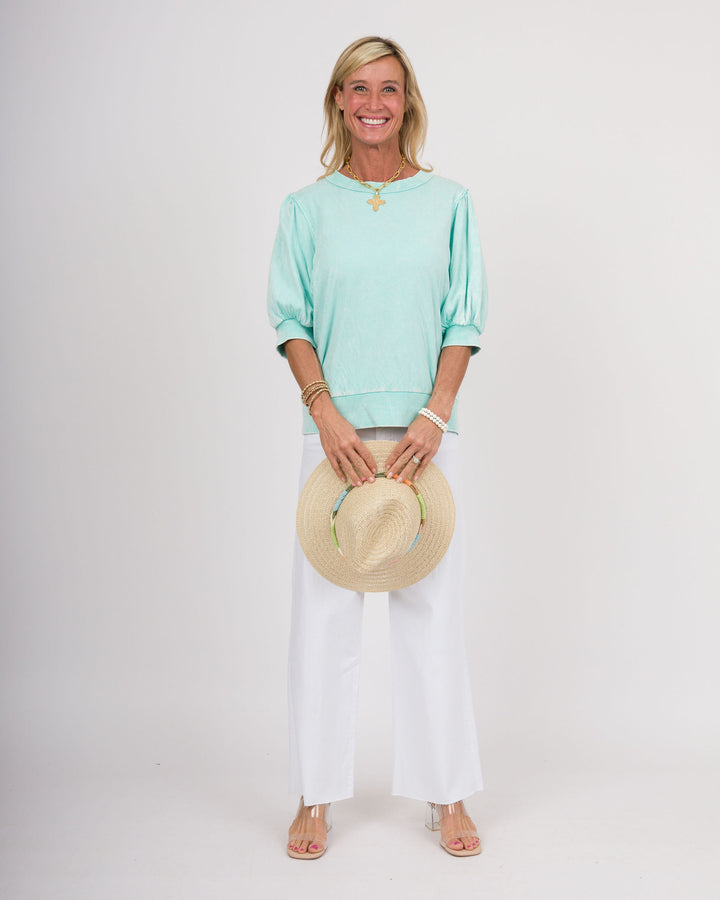 Aqua Puff Sleeve Top
