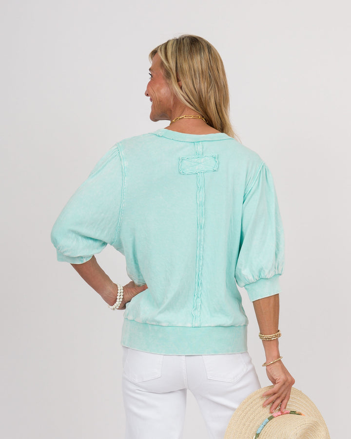 Aqua Puff Sleeve Top