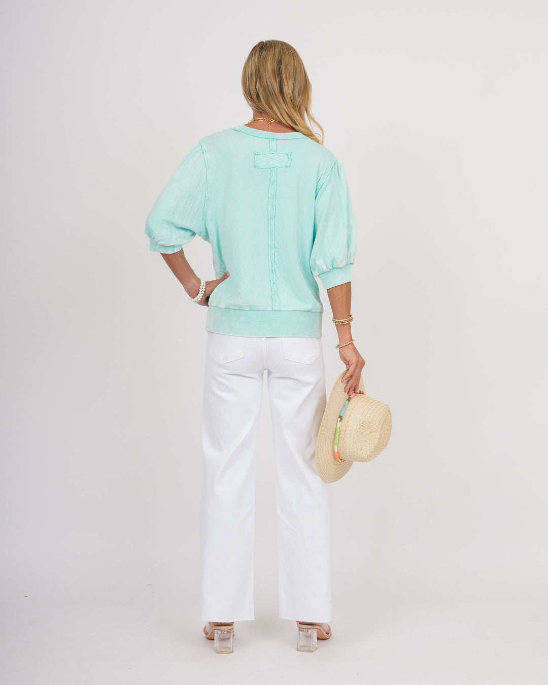 Aqua Puff Sleeve Top