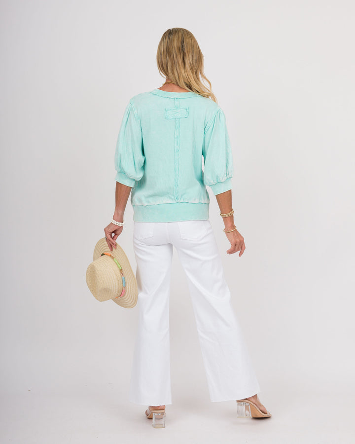 Aqua Puff Sleeve Top