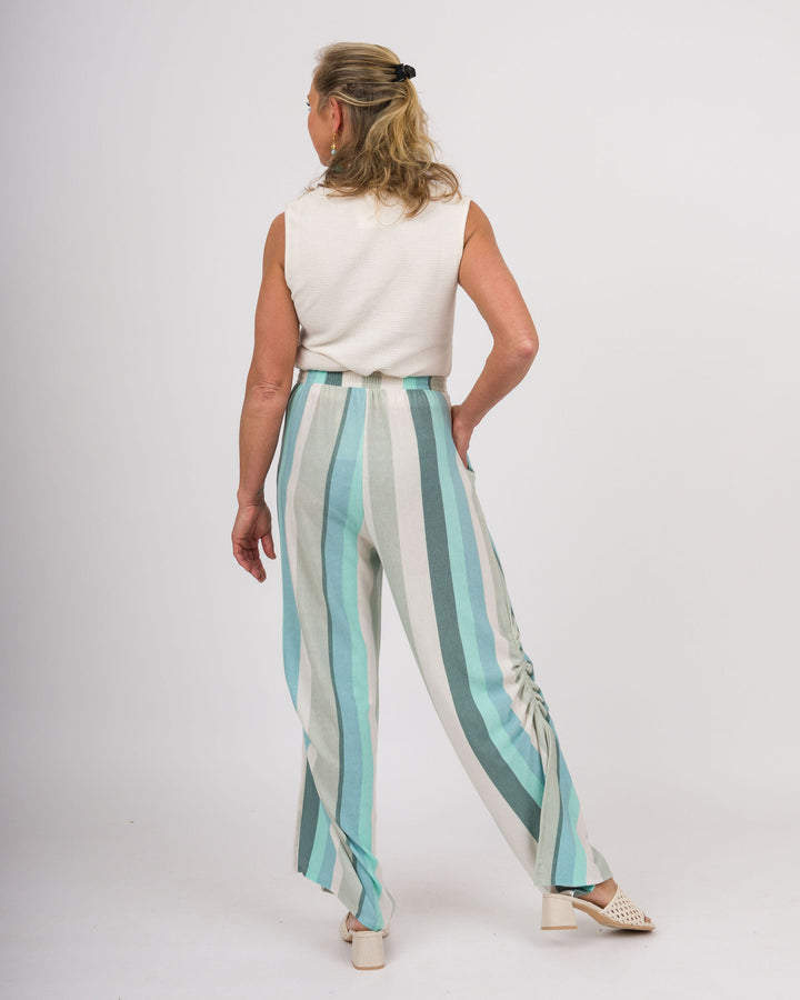 Baby French Terry Striped Pants - Jade