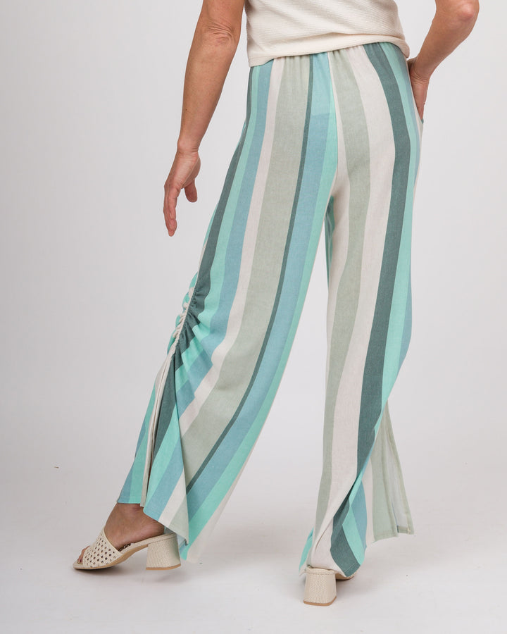 Baby French Terry Striped Pants - Jade