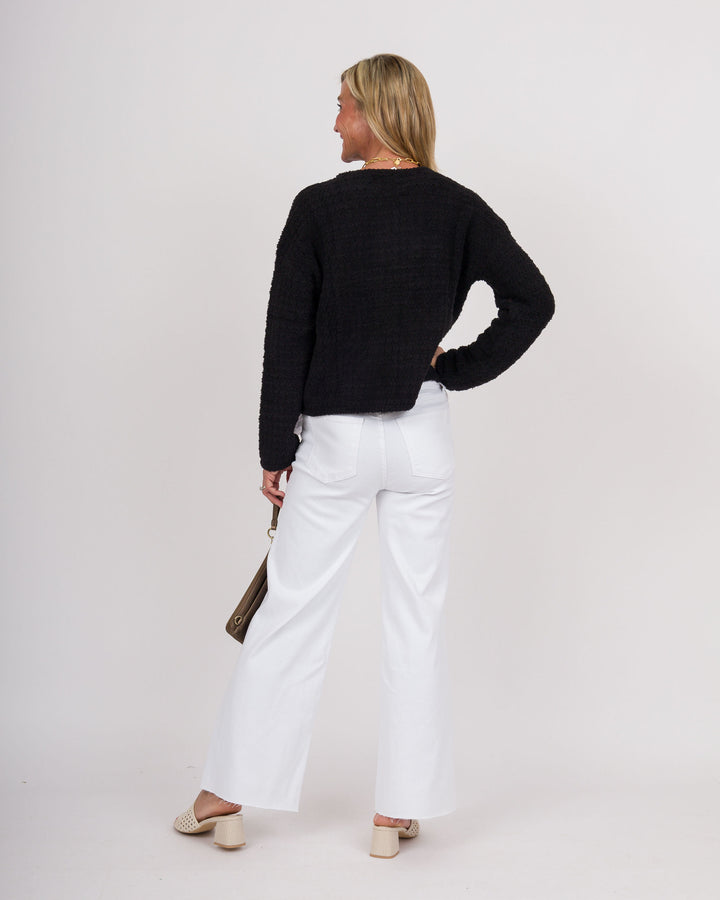 BAREFOOT DREAMS CozyChic® Textured Button Front Cardigan - Black-Final Sale