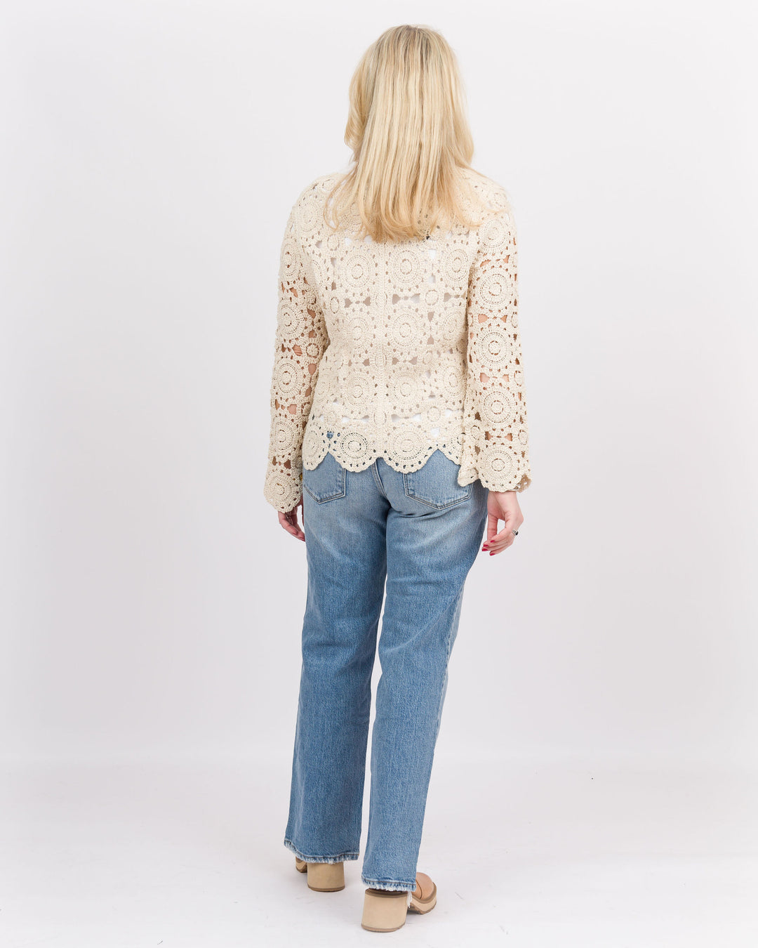 Braley Crochet Front Cardigan Natural