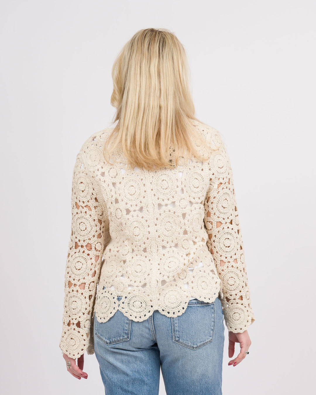 Braley Crochet Front Cardigan Natural