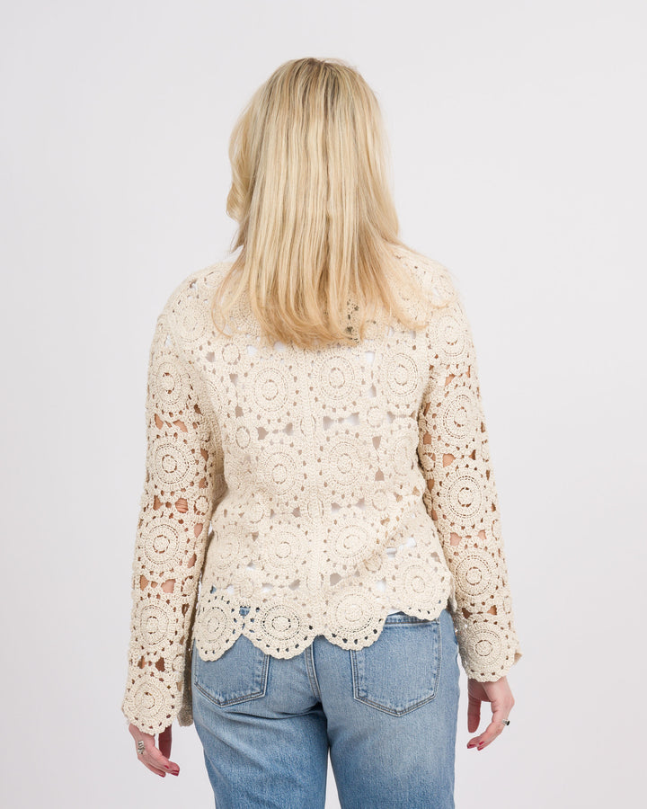 Braley Crochet Front Cardigan Natural