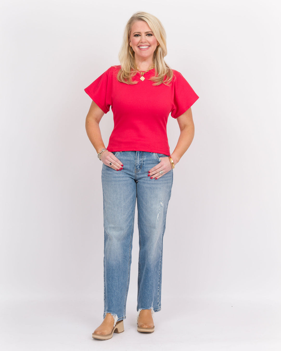 Angel Crew Neck Top - Red