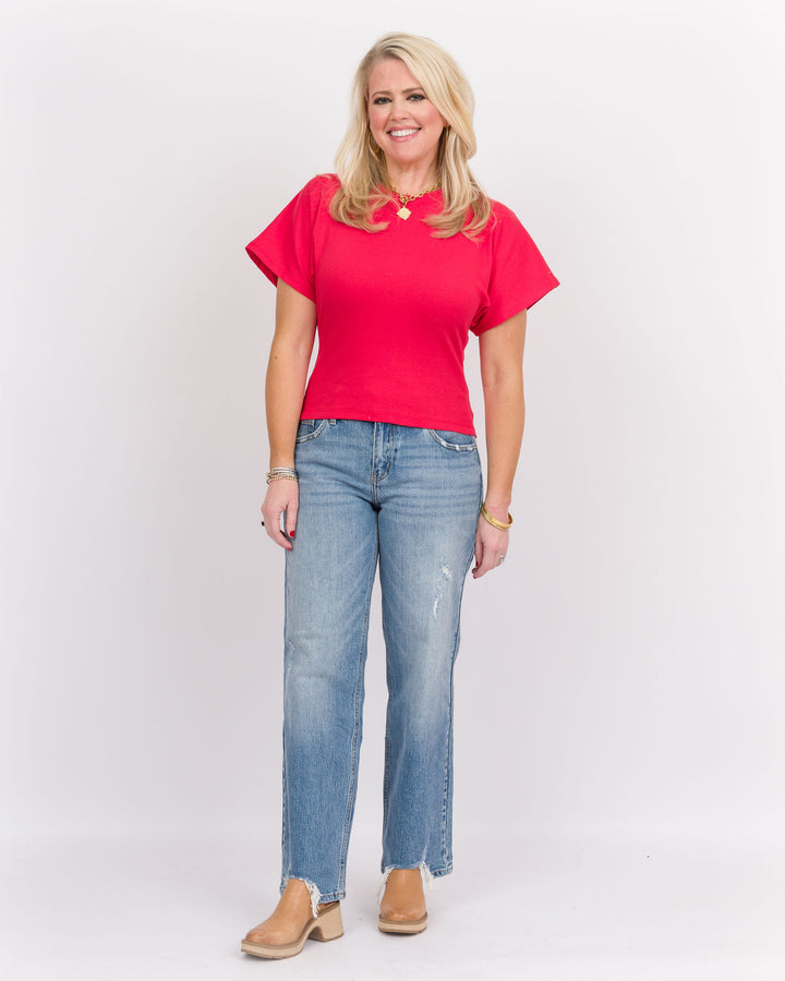 Angel Crew Neck Top - Red