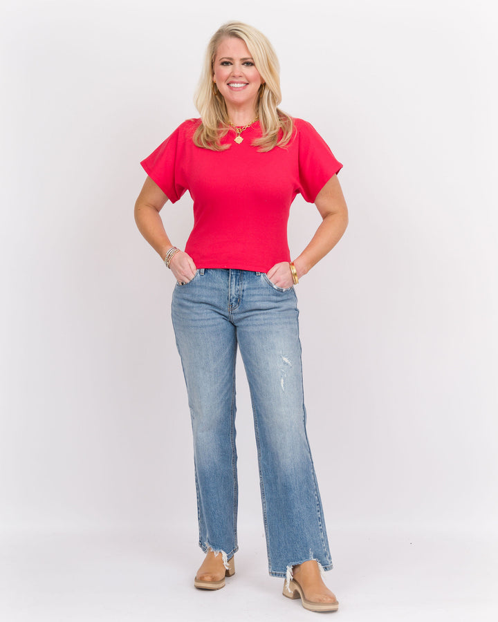 Angel Crew Neck Top - Red