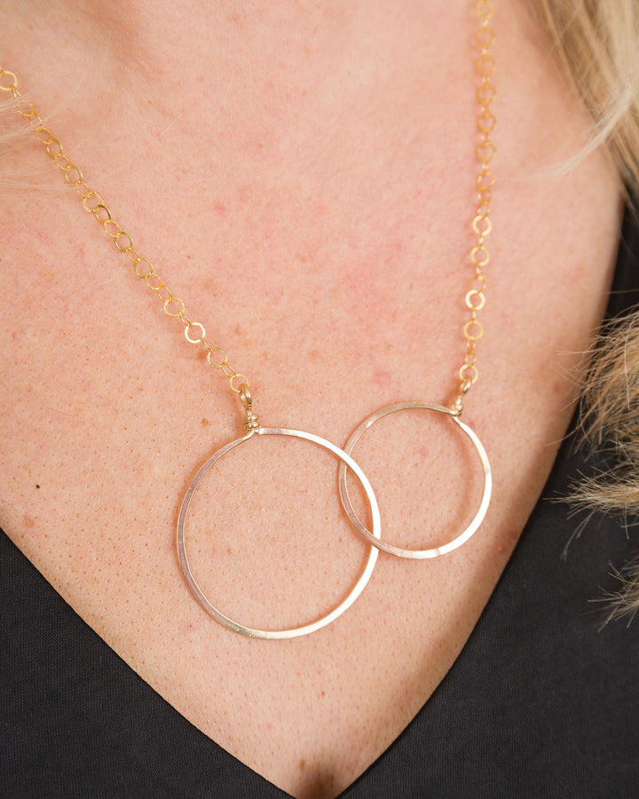 J.Mills Studio Large Gold Forged Double Circle Necklace