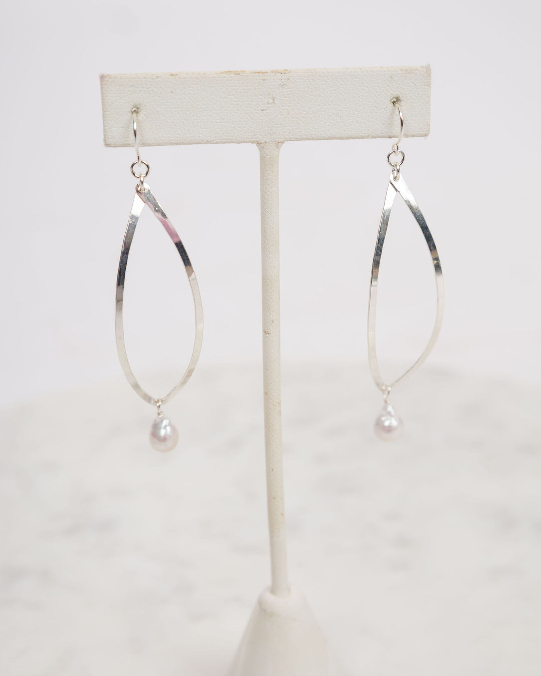 J.Mills Studio Large Forged Curved Marquis Link Earring with  Baroque Pearl Drop