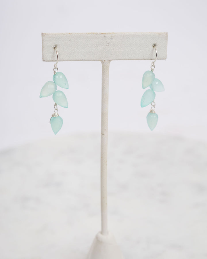 J.Mills Studio Fancy Cut Gemstone Cluster Earrings - Aqua Chalcedony