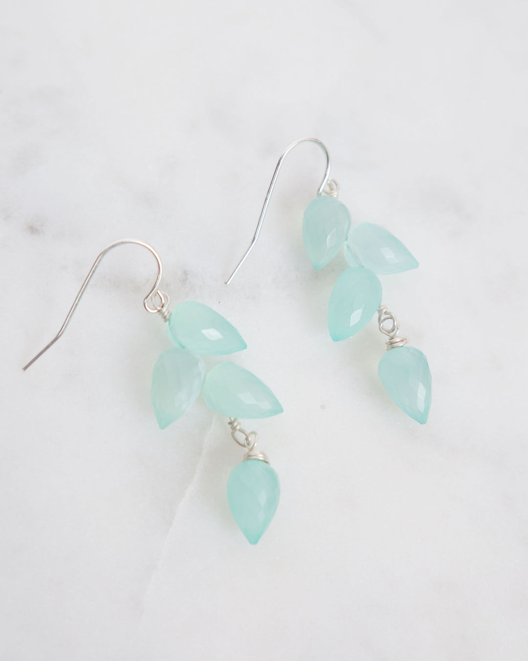 J.Mills Studio Fancy Cut Gemstone Cluster Earrings - Aqua Chalcedony