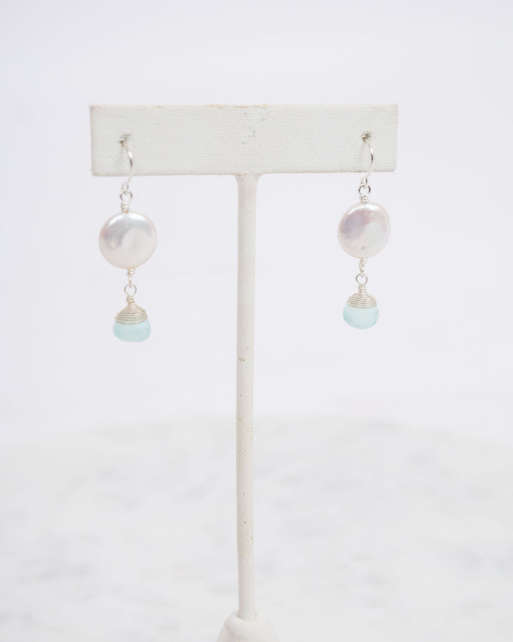 J.Mills Studio Single Coin Pearl & Gemstone Earrings