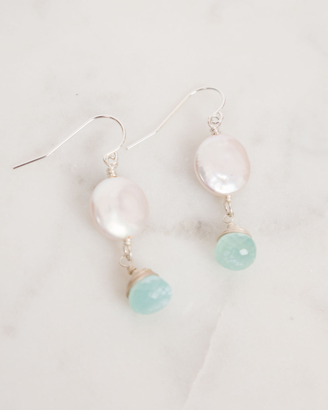 J.Mills Studio Single Coin Pearl & Gemstone Earrings