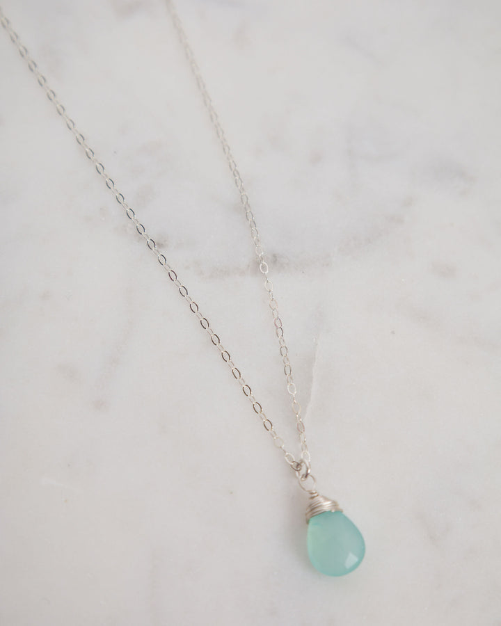 J.Mills Studio Silver Peruvian Chalcedony Teardrop Necklace