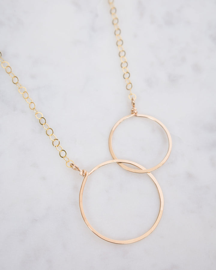 J.Mills Studio Large Gold Forged Double Circle Necklace