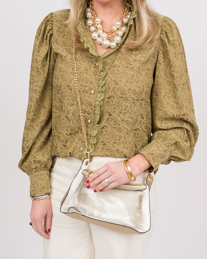 Top Zip Clear Bag Gold