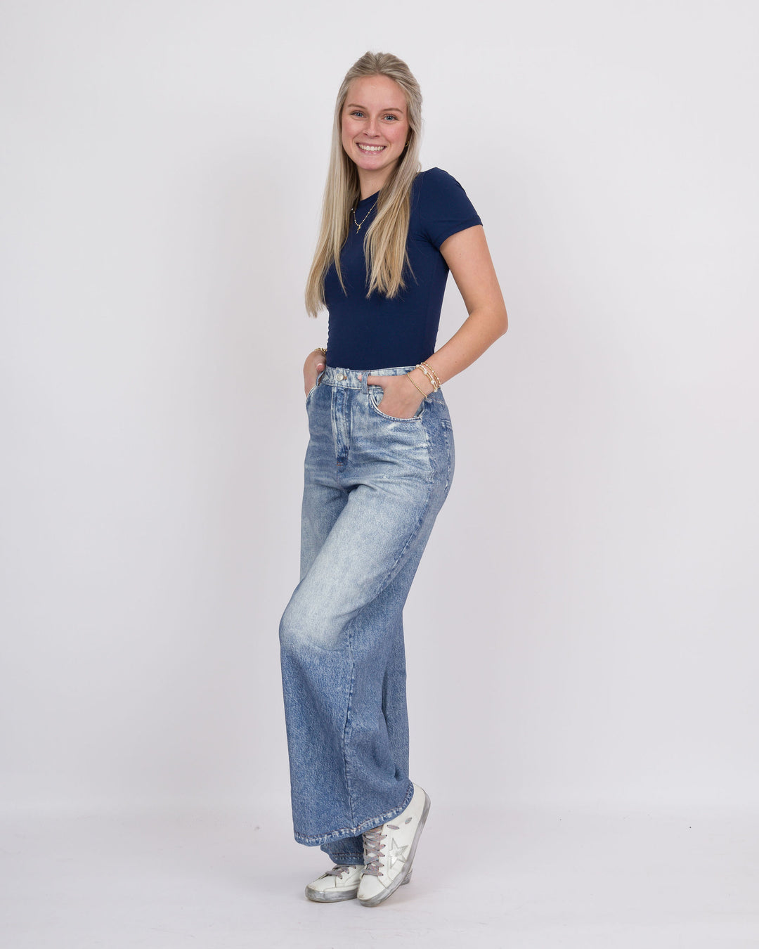 Alix Denim-Look Terry Pants