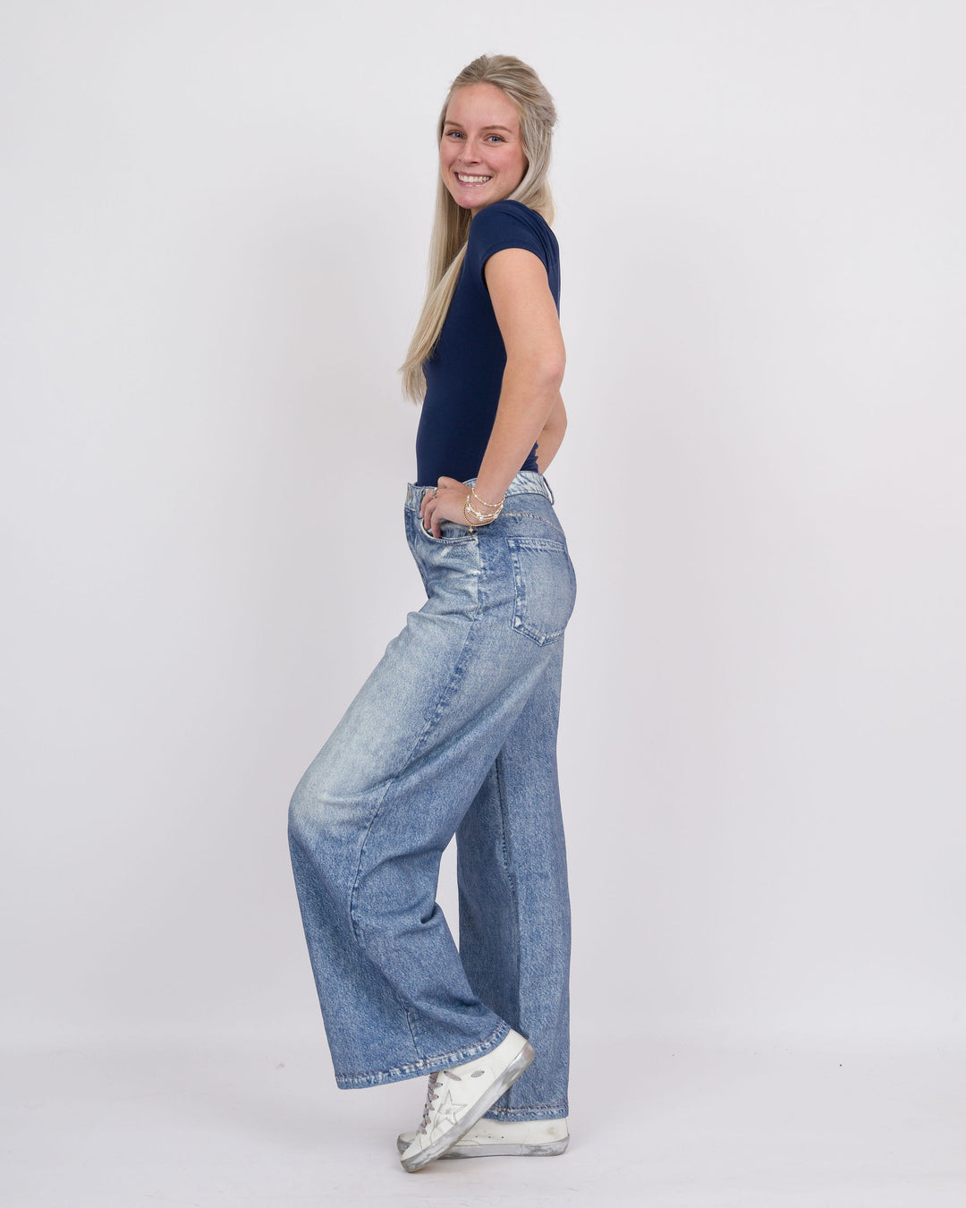 Alix Denim-Look Terry Pants