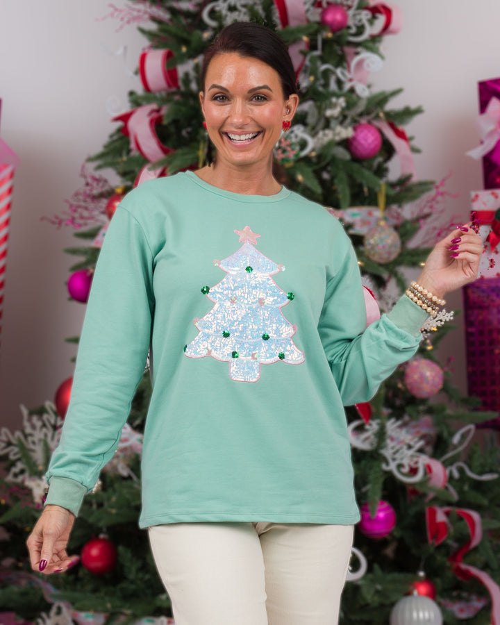 Mint Sequin Tree Shirt