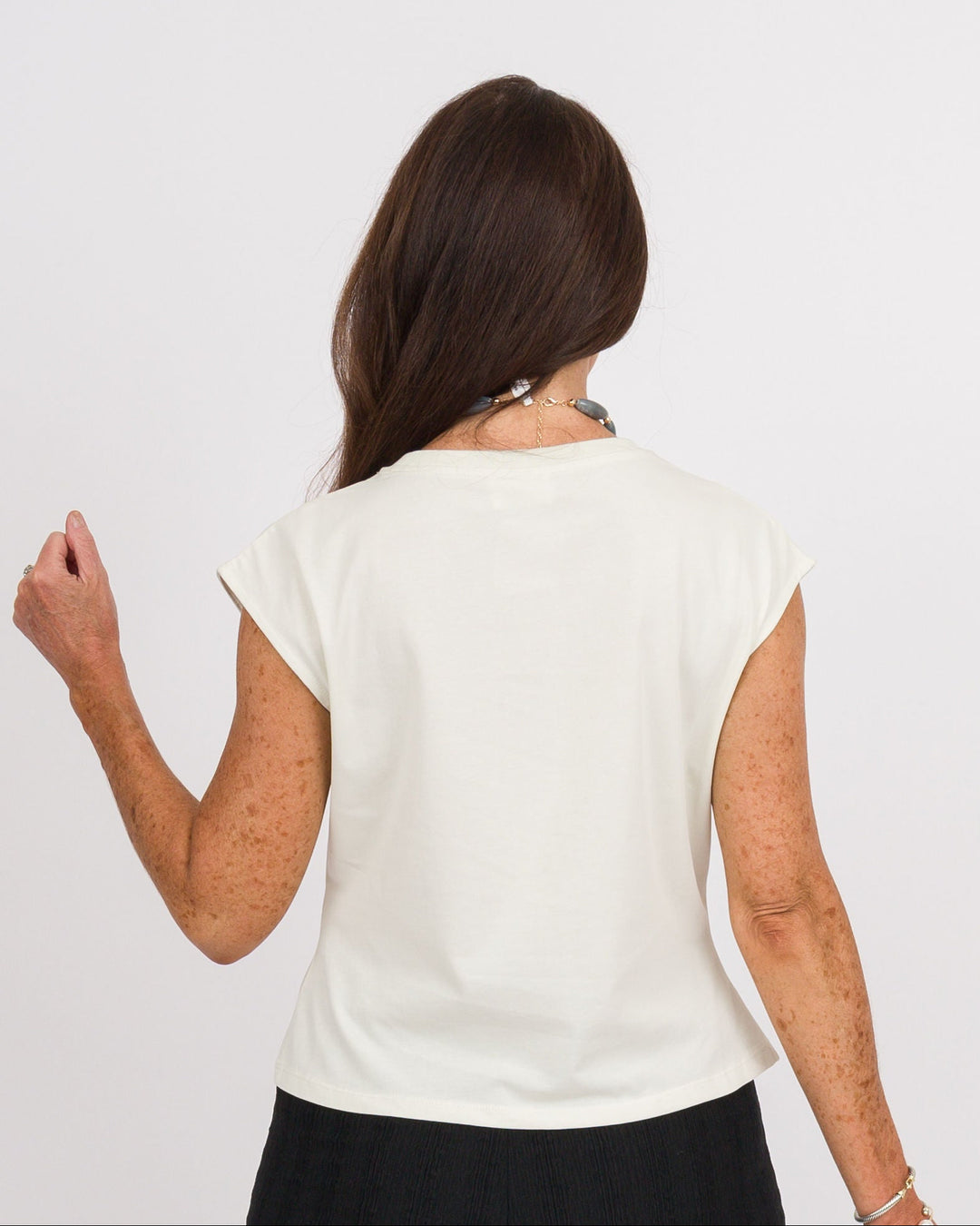 Misty White Cap Sleeve Top