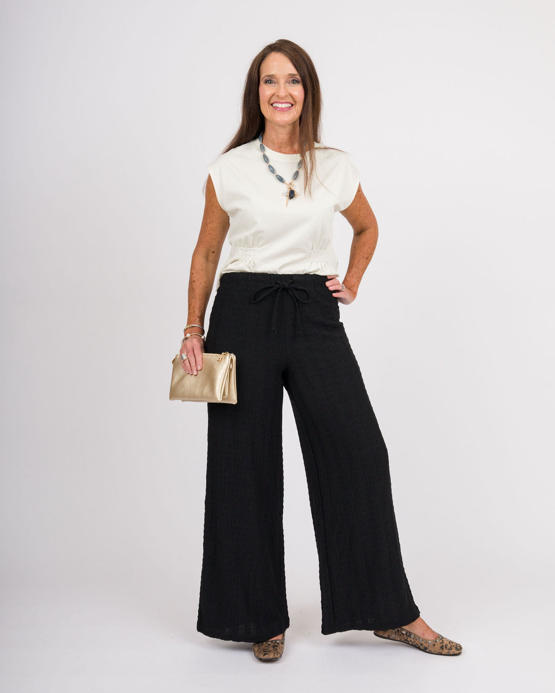 Ana Crinkled Pants - Black