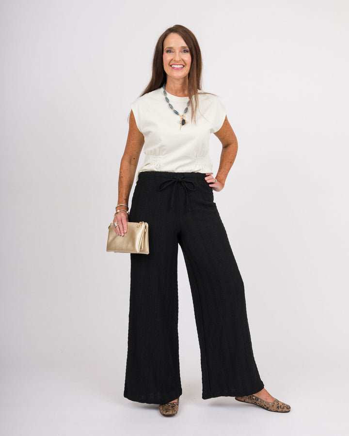 Ana Crinkled Pants - Black