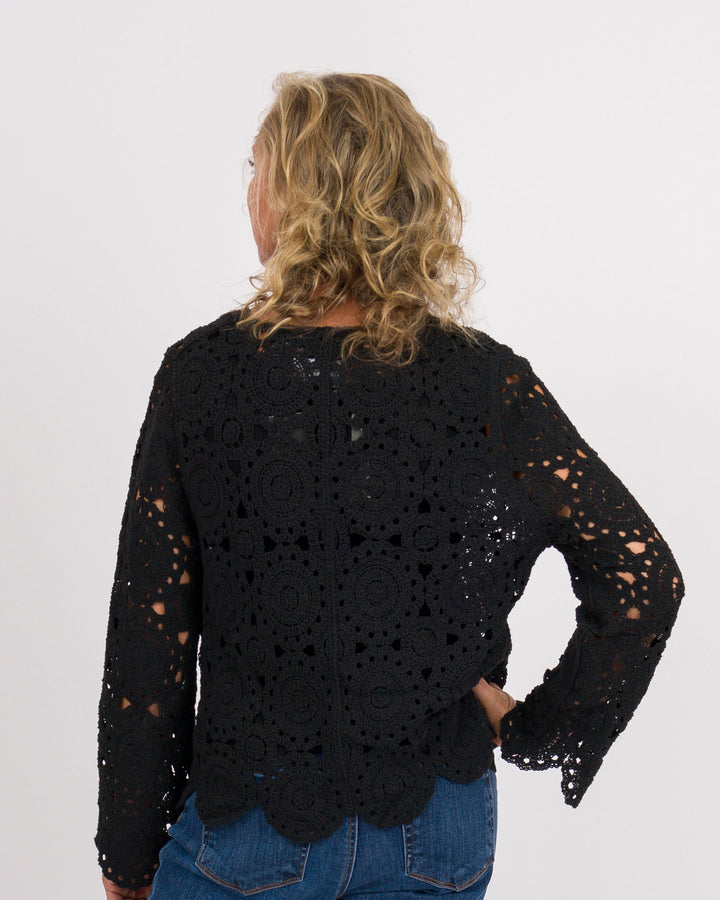 Sallie Crochet Cardigan Black