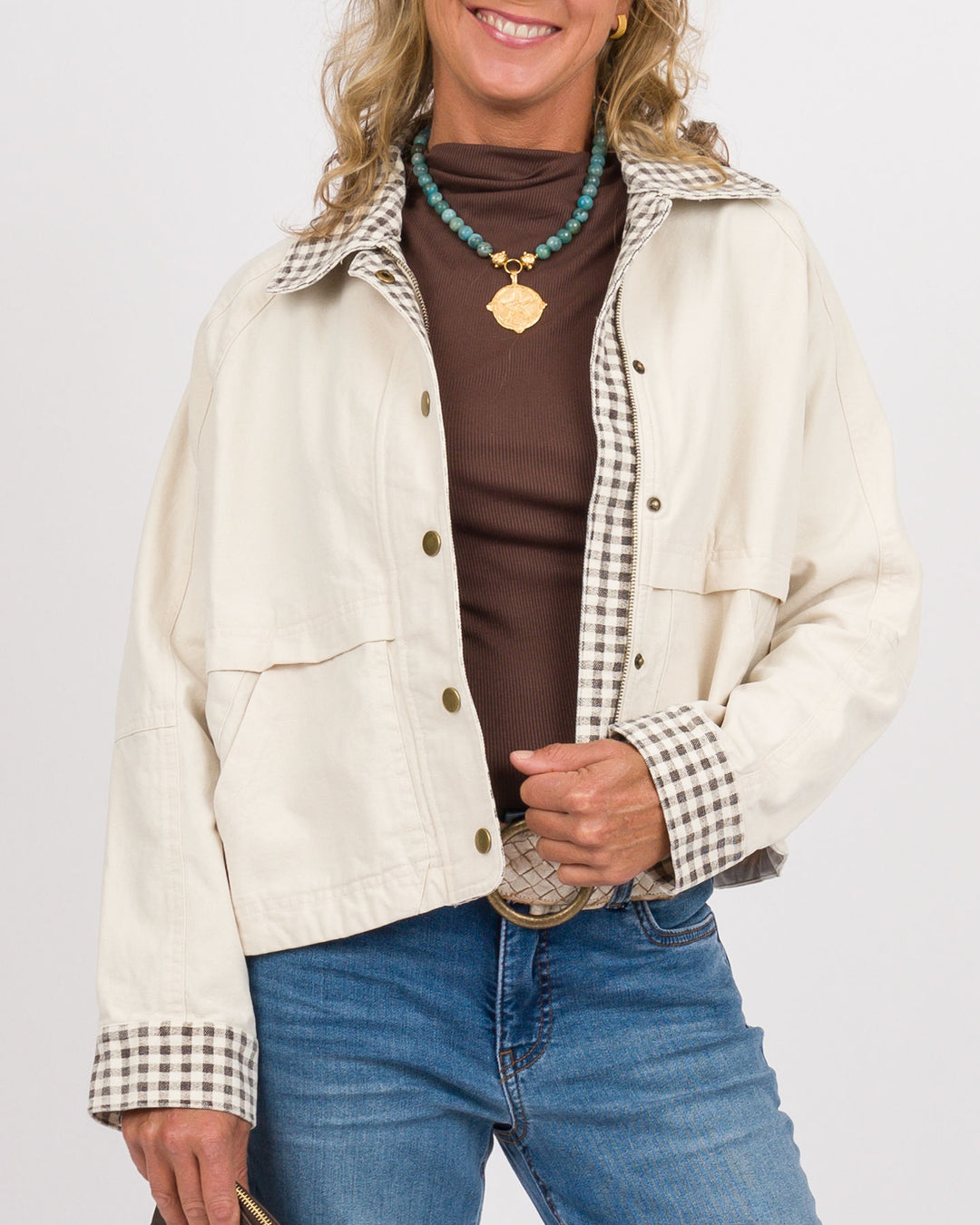 Justina Gingham Twill Jacket
