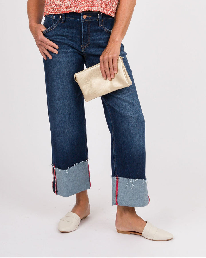 Risen Mid Rise Crop Wide Cuff Jeans