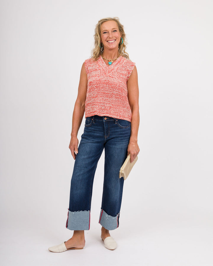 Risen Mid Rise Crop Wide Cuff Jeans