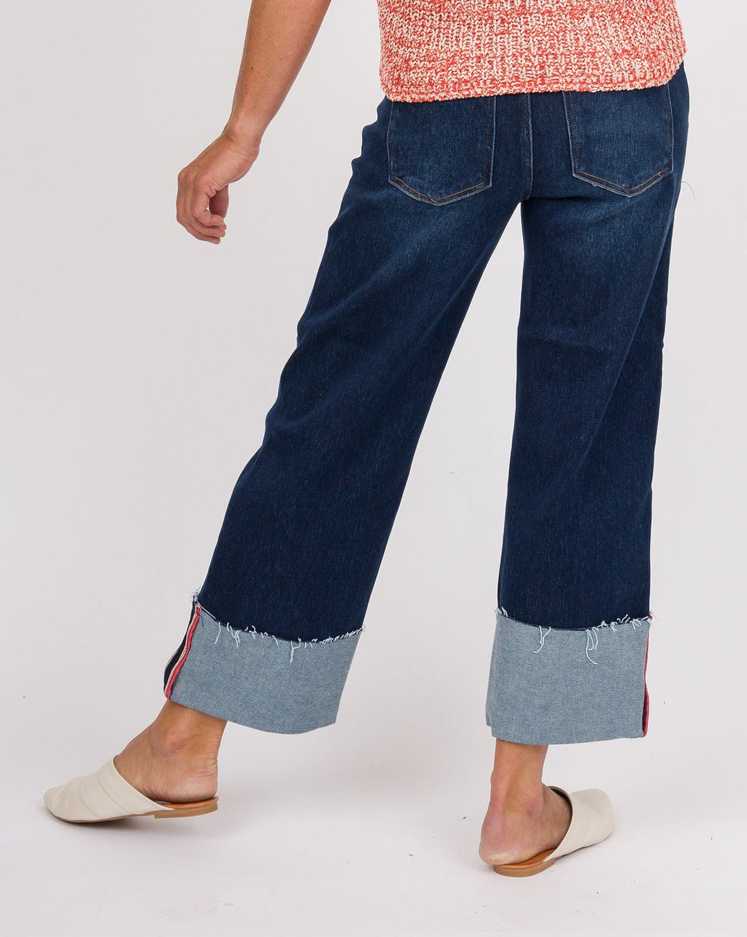 Risen Mid Rise Crop Wide Cuff Jeans