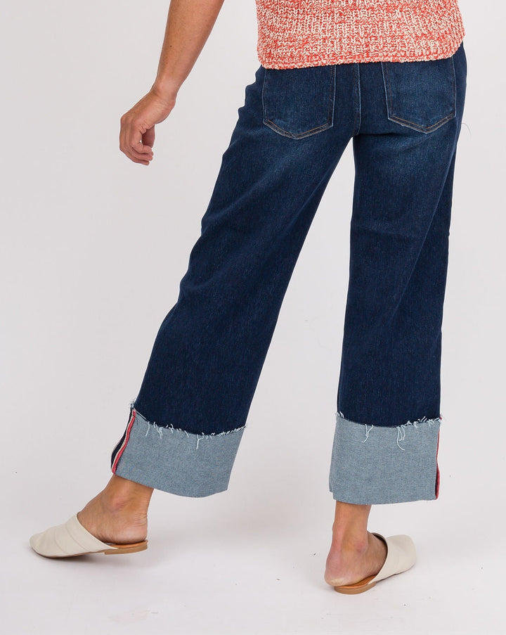Risen Mid Rise Crop Wide Cuff Jeans